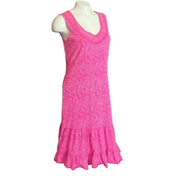 Fresh Produce Pink Floral Sleeveless Ruffle Bottom Dress S - Picture 2 of 7